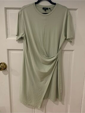 Theory Short Sleeve Drape Tee Shirt Dress Pima Cotton Casual Size Large